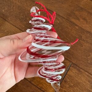 Red and White Swirled Glass Ornament